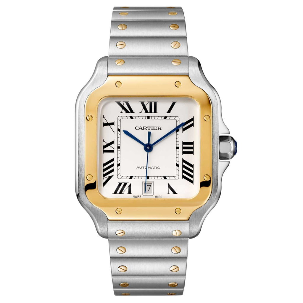 Santos de Cartier Golden frame white dial