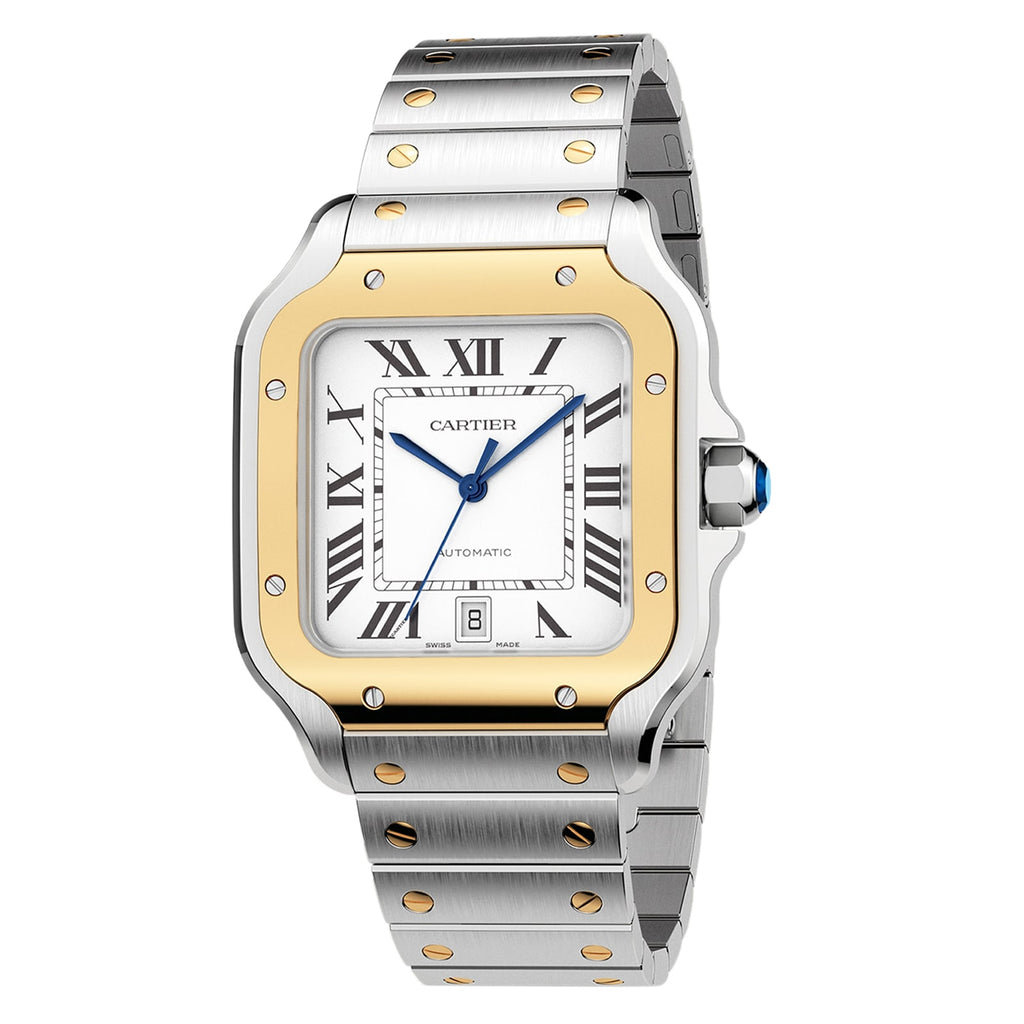 Santos de Cartier Golden frame white dial