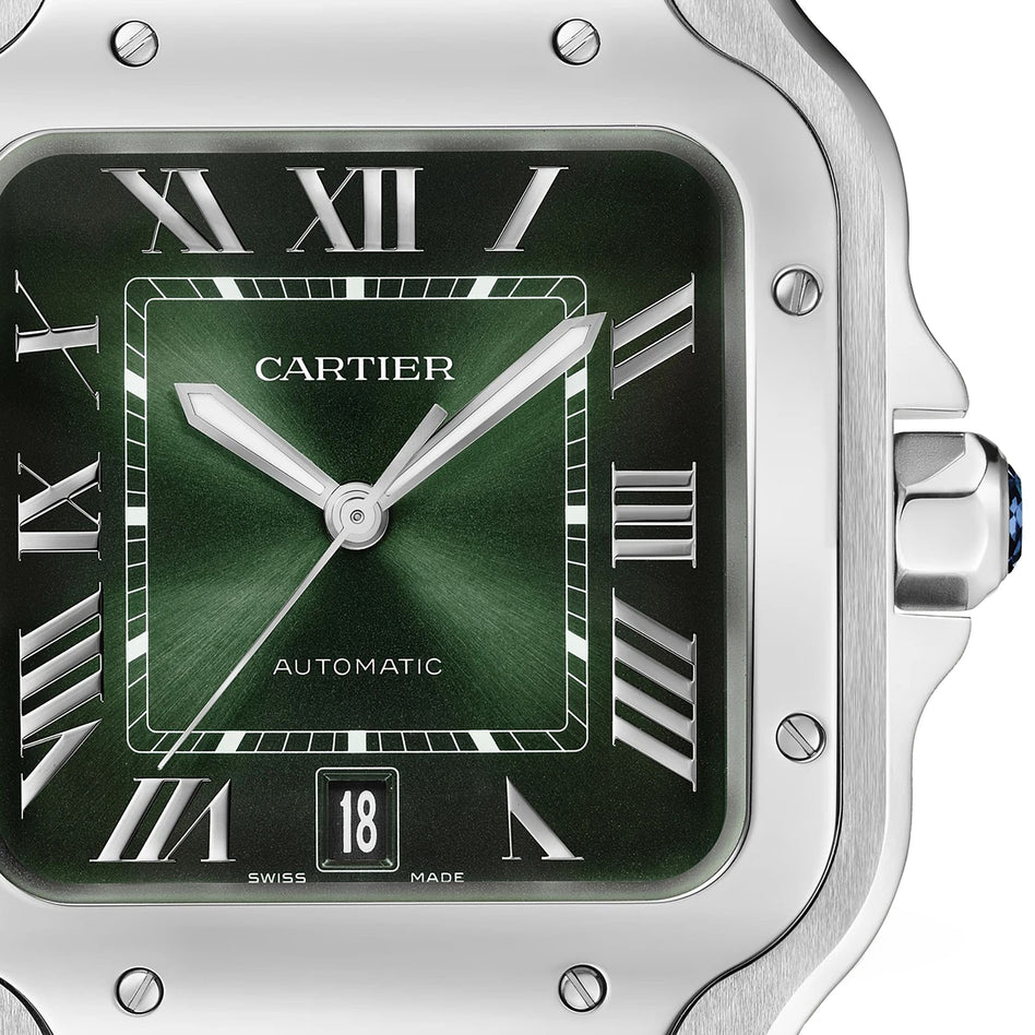Santos de Cartier Silver frame Green dial