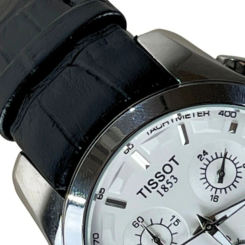 Tissot Analog White Dial Black Leather Strap