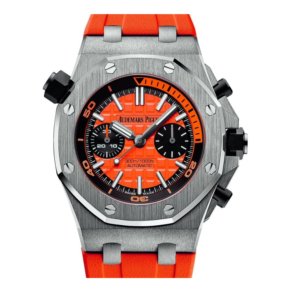 Piguet Royal Oak Offshore Diver Chronograph with orange rubber strap