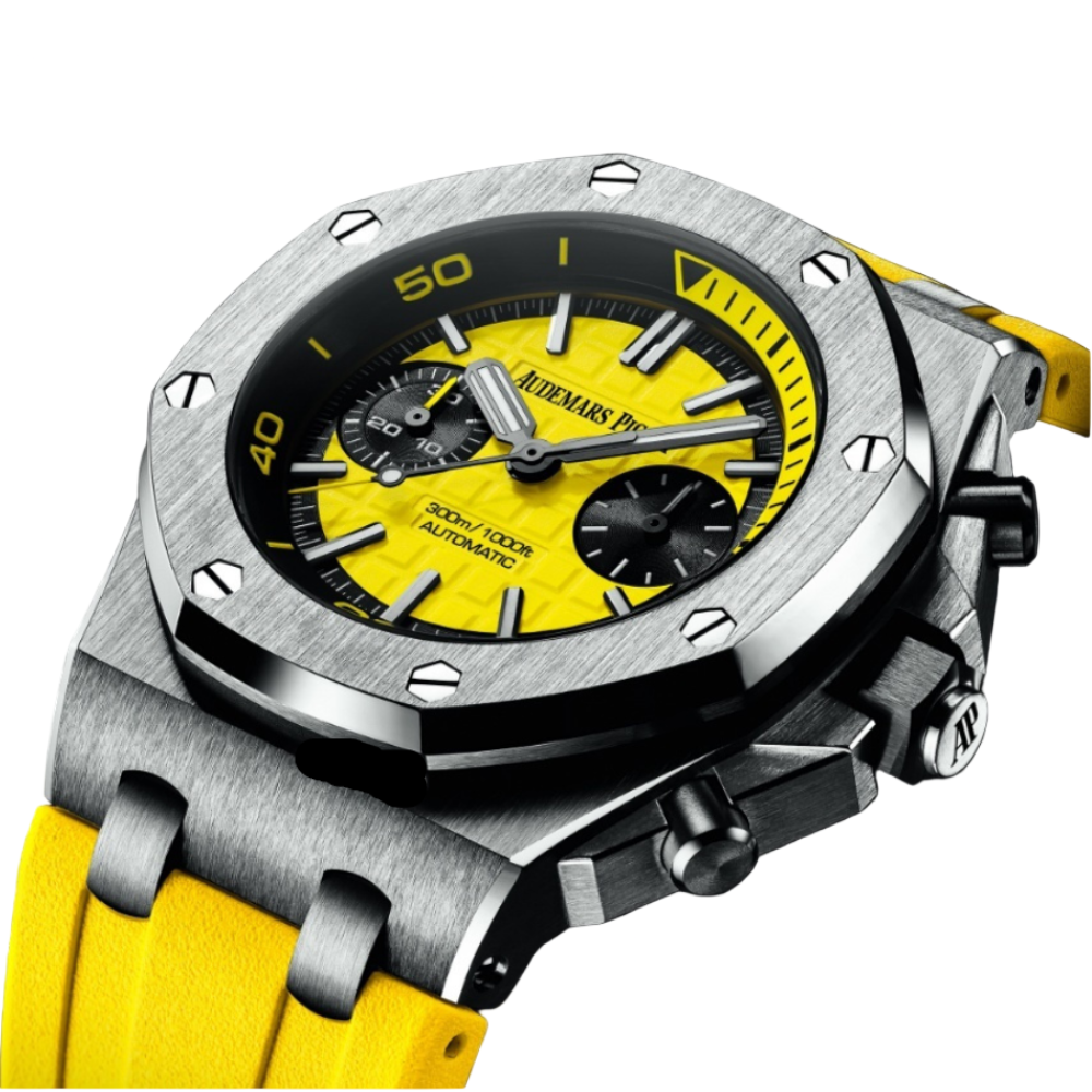 Piguet Royal Oak Offshore Diver Chronograph with Yellow rubber strap