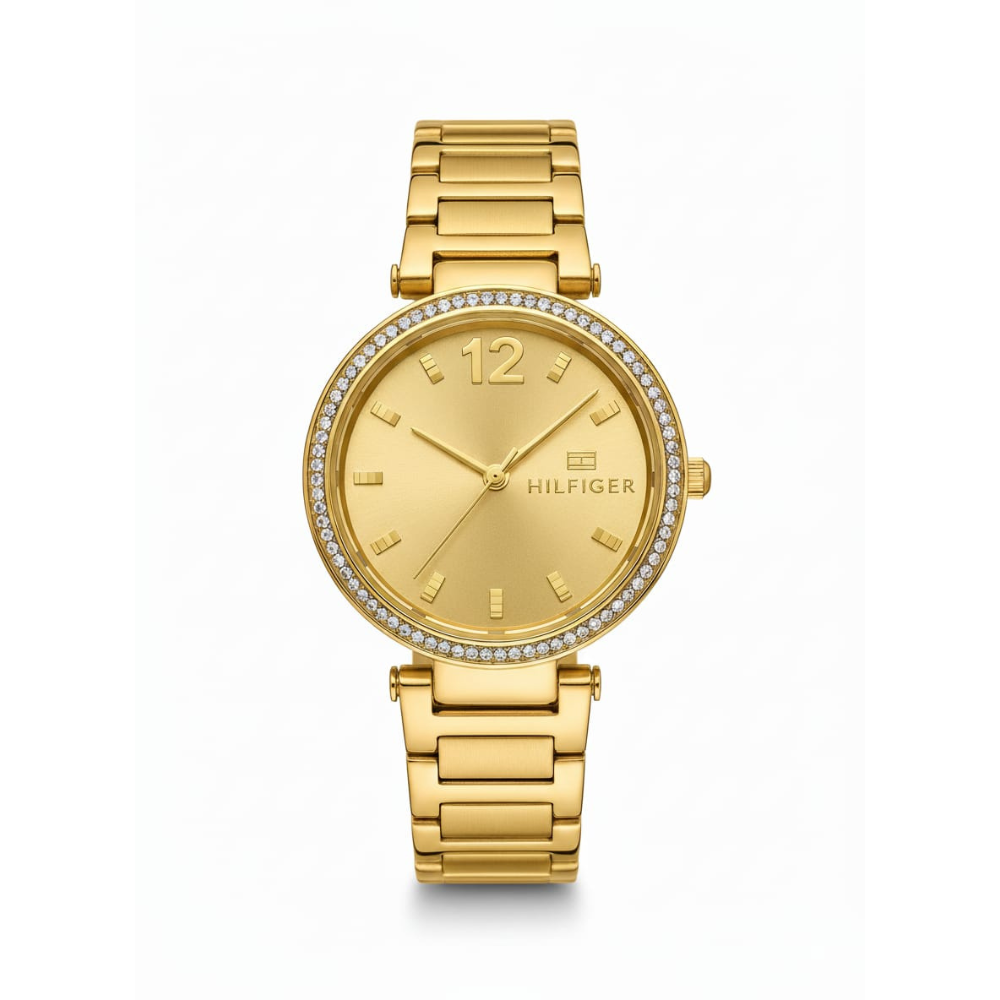 Tommy Hilfiger Crystal Bezel Gold With Gold dial for women