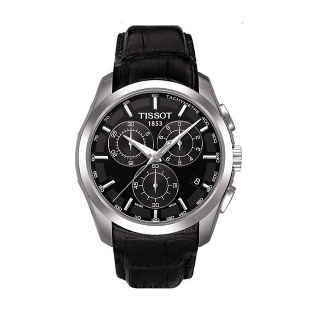 Tissot Analog Black Dial Black Leather Strap