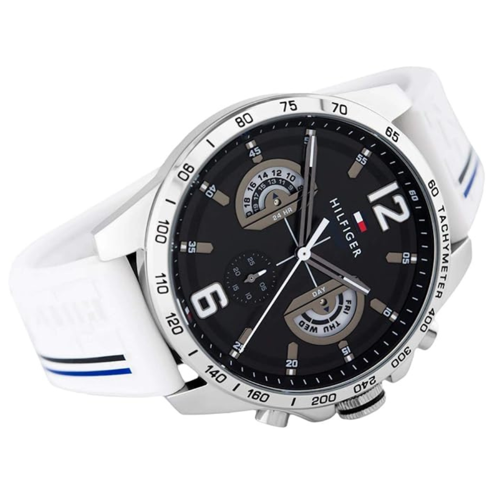 Tommy Hilfiger Men's Decker Black Dial White strap