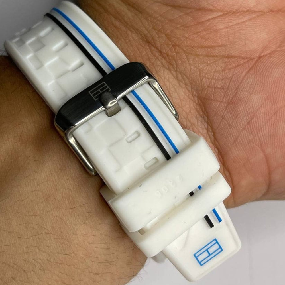 Tommy Hilfiger Men's Decker Black Dial White strap