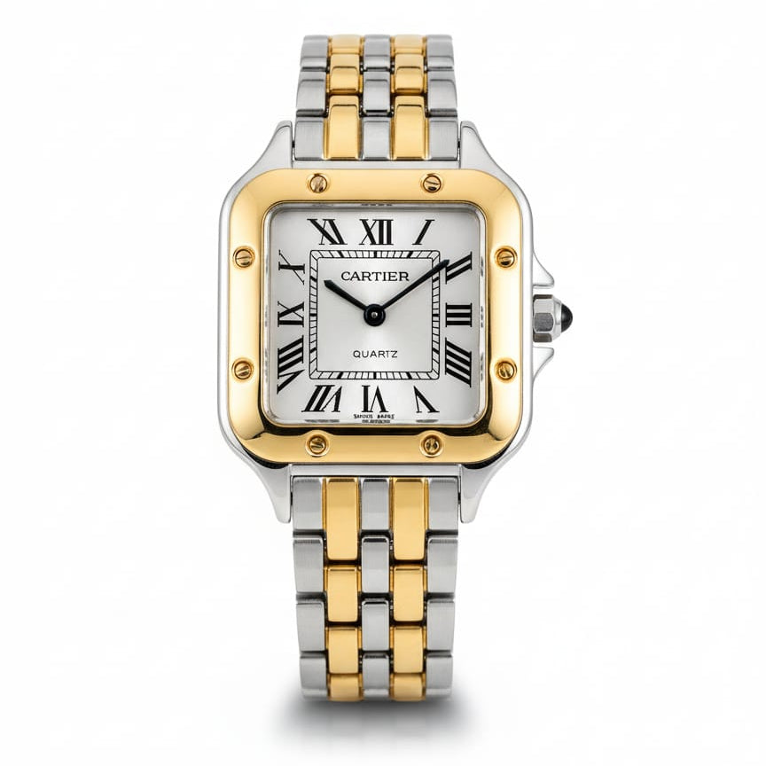 Cartier Santos Lady woman Silver, Gold With White dial