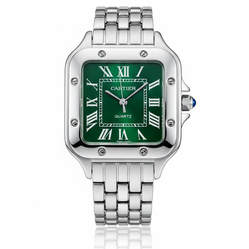 Panthère de Cartier woman Silver With Green dial