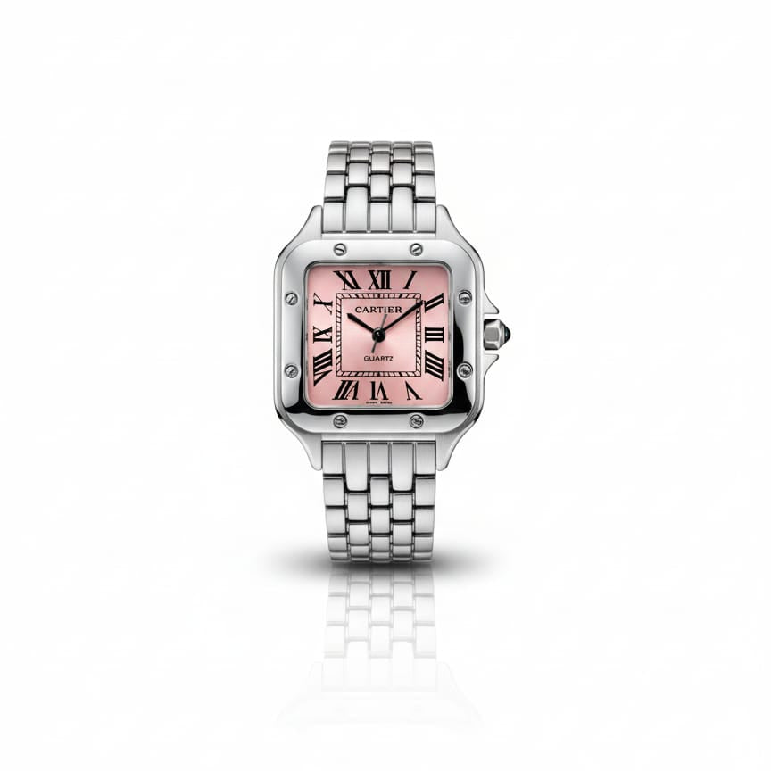 Panthère de Cartier woman Silver With Pink dial