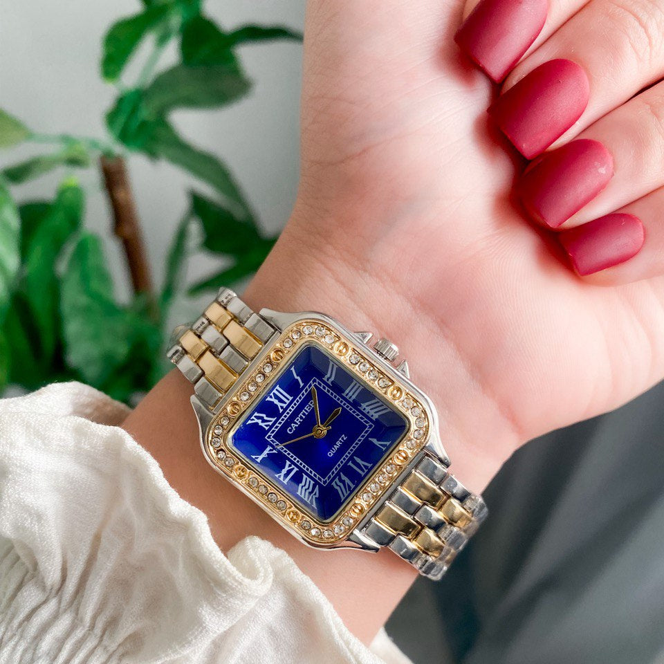 Cartier woman Silver, Gold With Blue dial