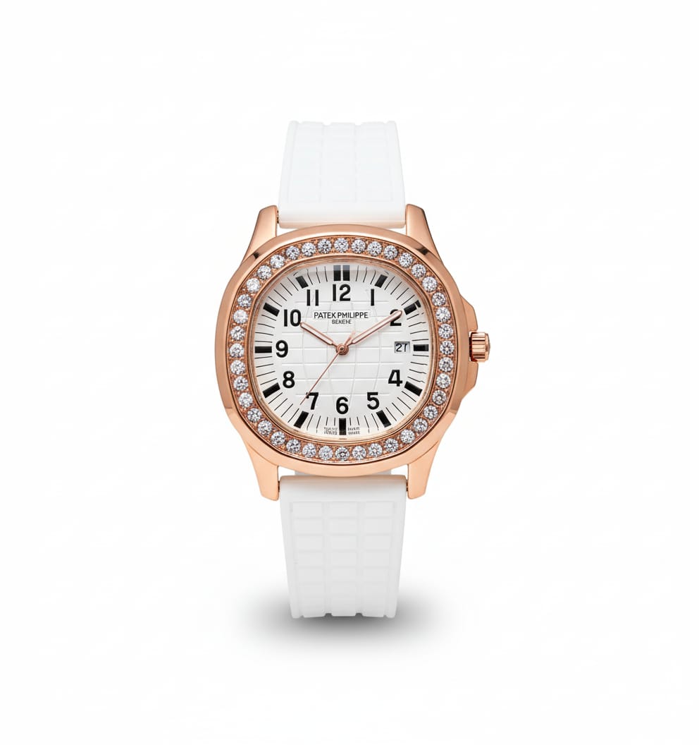 Patek Philippe Aquanaut Luce Rose Gold, White strap with White dial