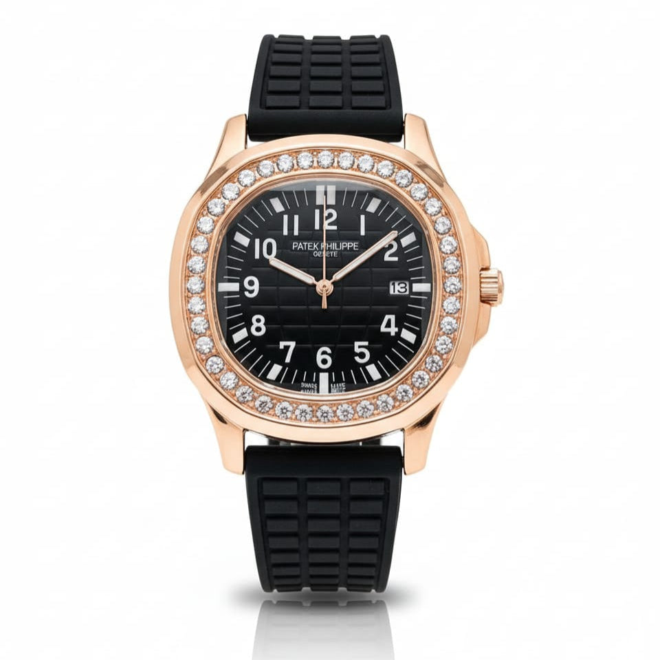 Patek Philippe Aquanaut Luce Rose Gold, Black strap with Black dial