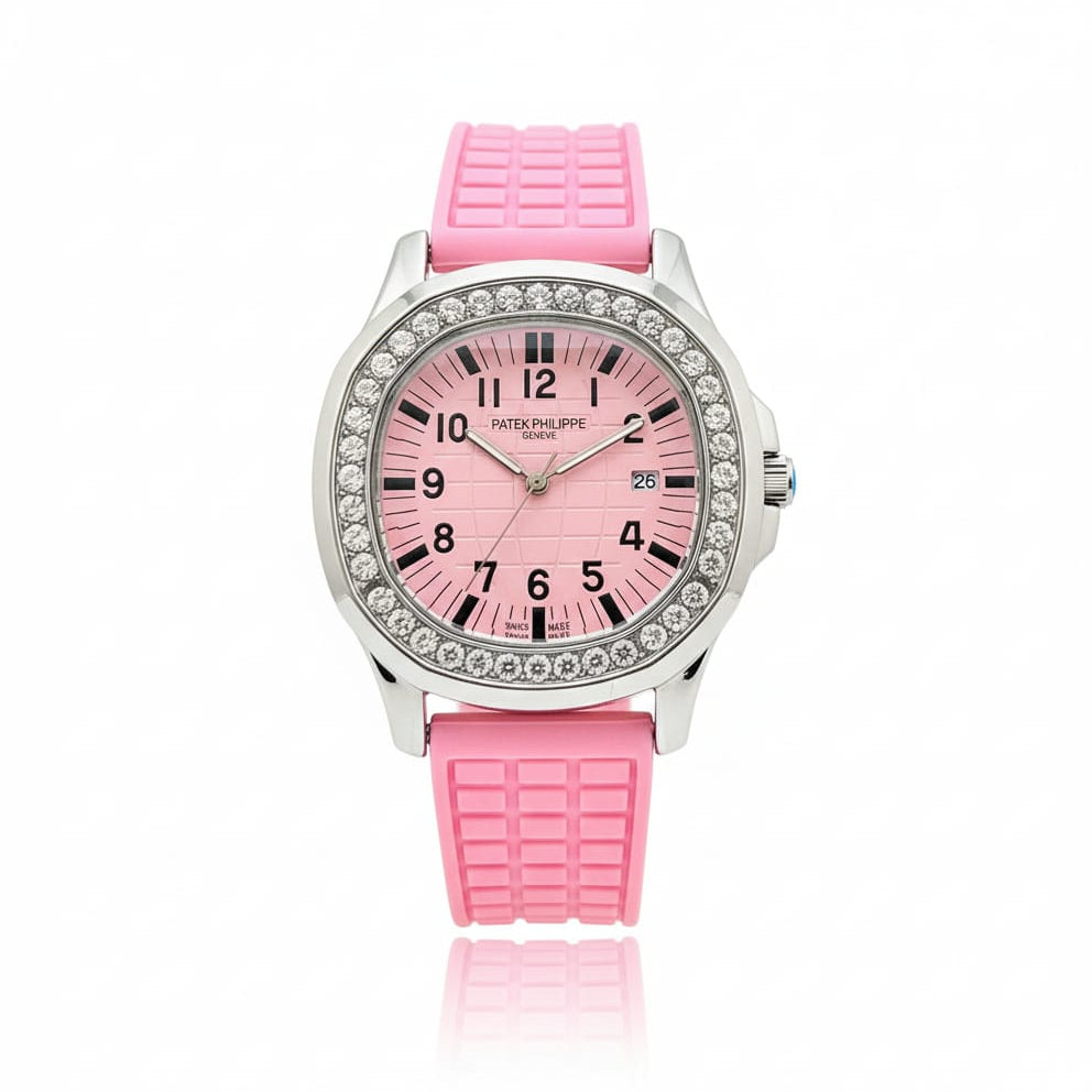 Patek Philippe Aquanaut Luce Silver frame, Pink strap with Pink dial