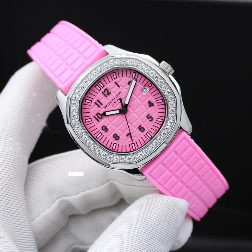 Patek Philippe Aquanaut Luce Silver frame, Pink strap with Pink dial