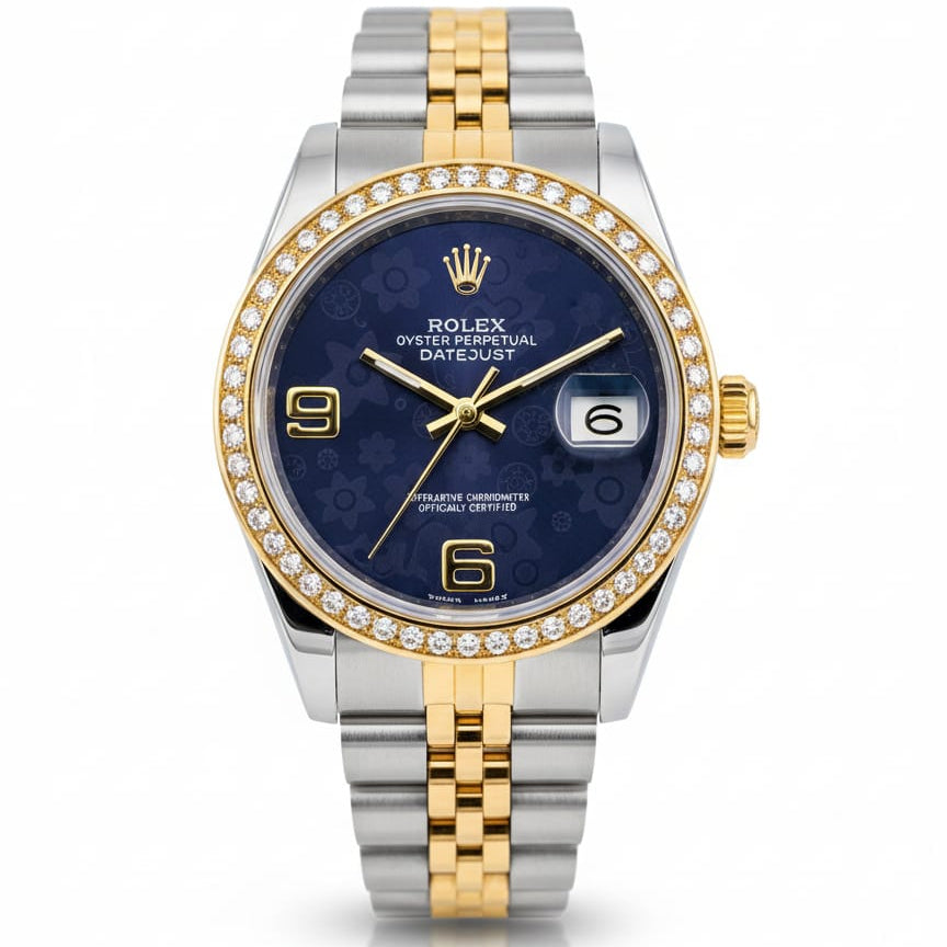 Rolex Lady-Datejust Gold, Sliver with Blue dial