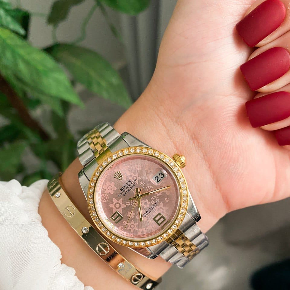 Rolex Lady-Datejust Gold, Sliver with Pink dial