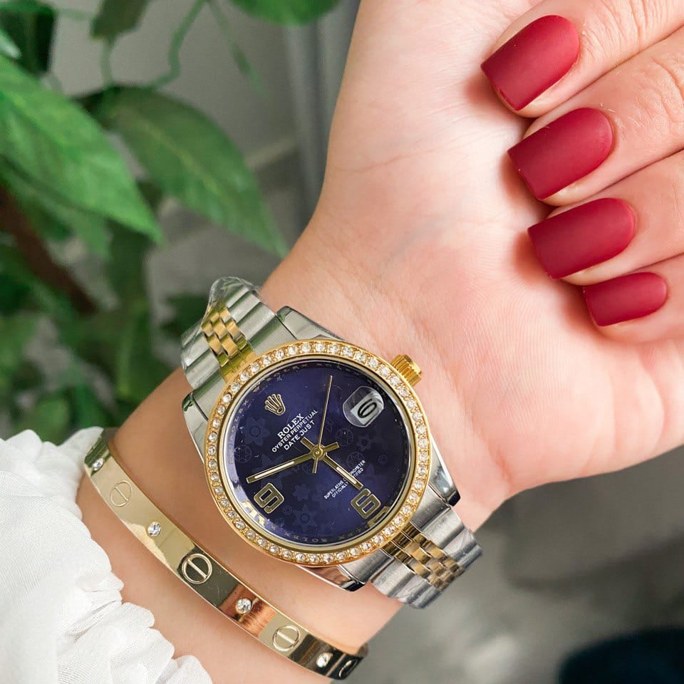 Rolex Lady-Datejust Gold, Sliver with Blue dial