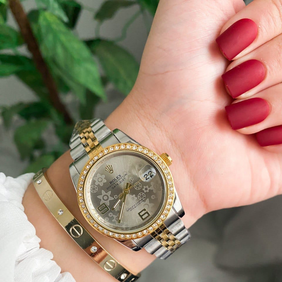 Rolex Lady-Datejust Gold, Sliver with Grey dial