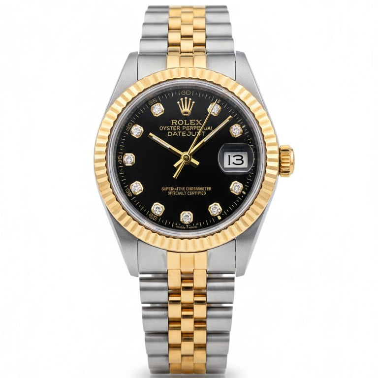 Rolex Lady-Datejust Gold, Sliver with Black dial