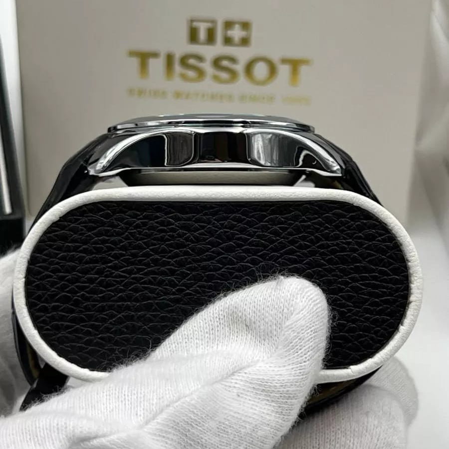 Tissot  Couturier Chronograph Black Dial Black Leather Strap