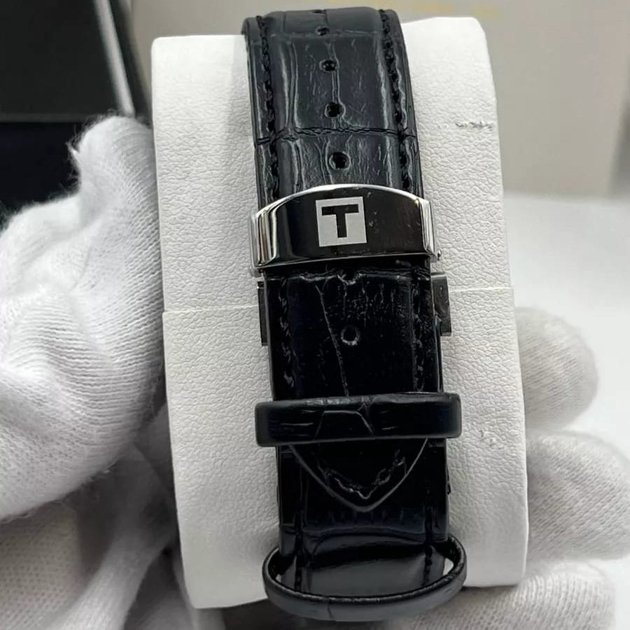 Tissot  Couturier Chronograph Black Dial Black Leather Strap