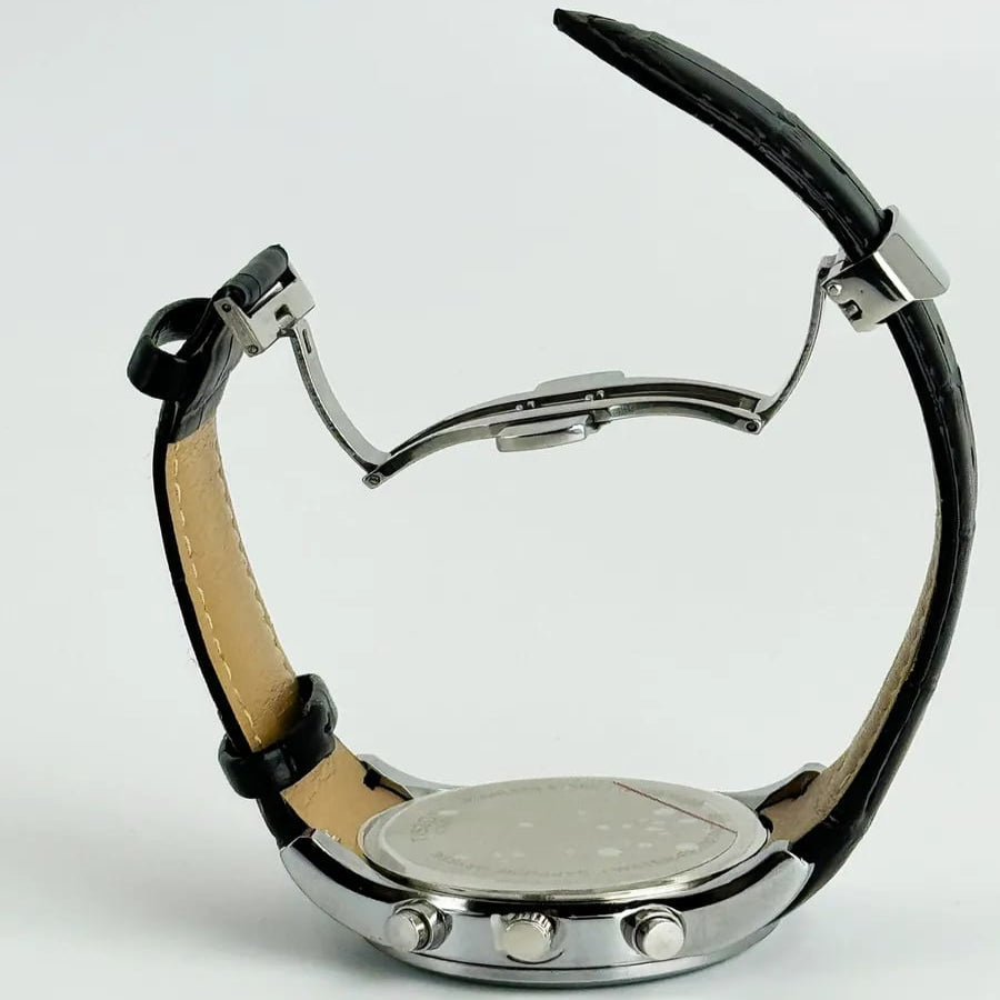 Tissot  Couturier Chronograph White Dial Black Leather Strap