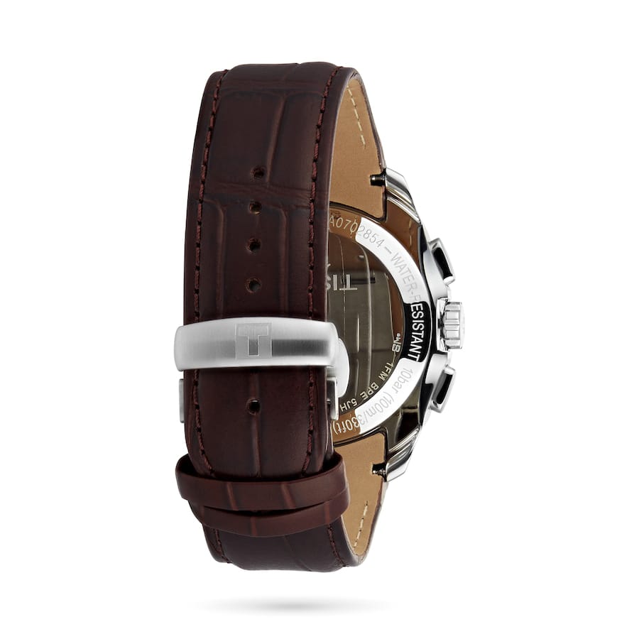 Tissot  Couturier Chronograph White Dial Brown Leather Strap