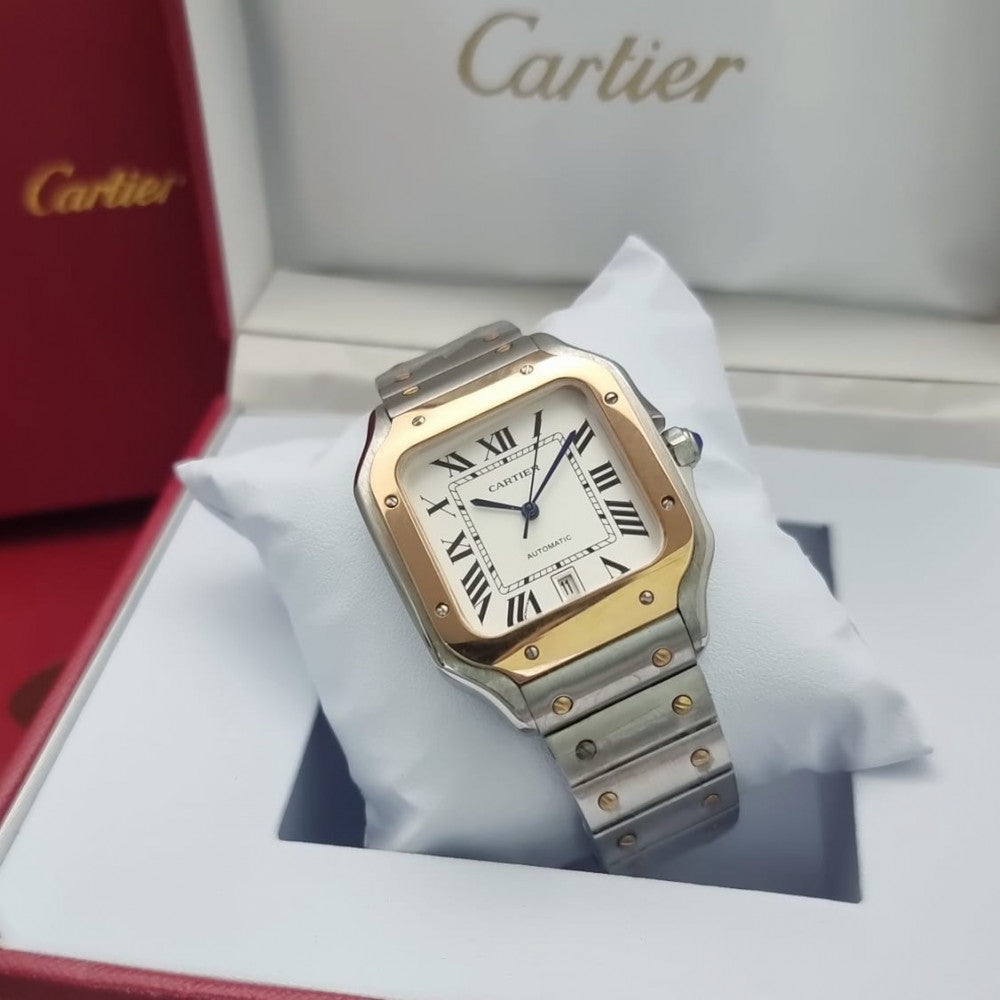 Santos de Cartier Golden frame white dial