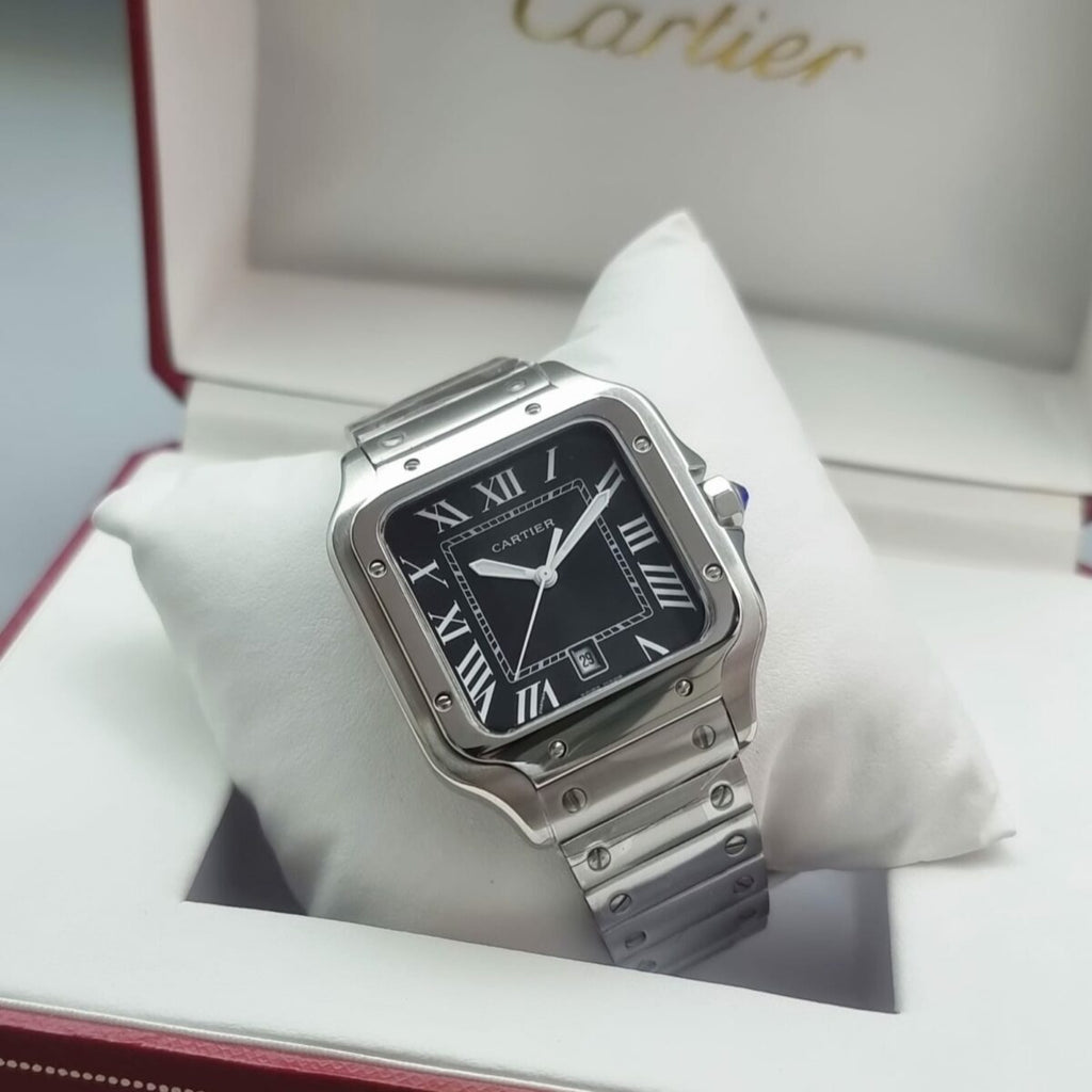 Santos de Cartier silver frame white dial