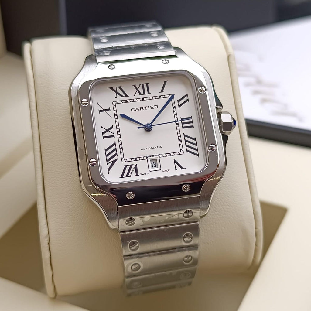 Santos de Cartier Silver frame white dial