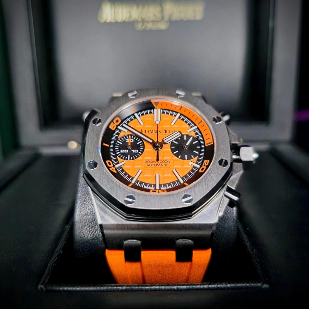Piguet Royal Oak Offshore Diver Chronograph with orange rubber strap