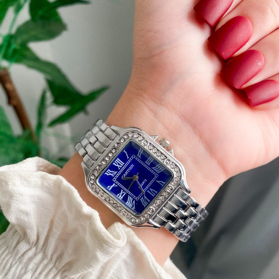 Cartier woman Silver With Blue dial