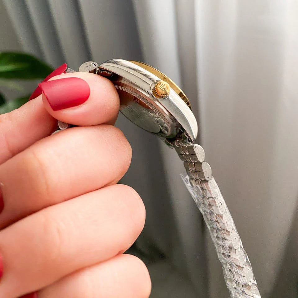 Rolex Lady-Datejust Gold, Sliver with Red dial