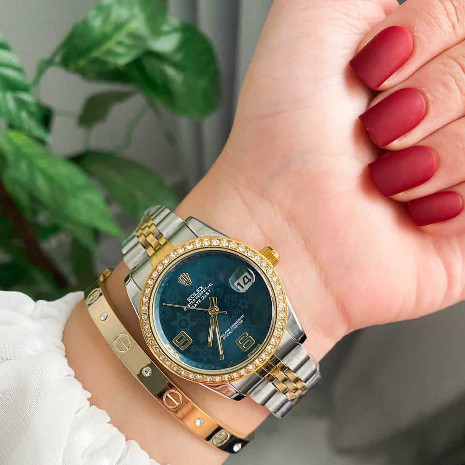 Rolex Lady-Datejust Gold, Sliver with Olive Green dial