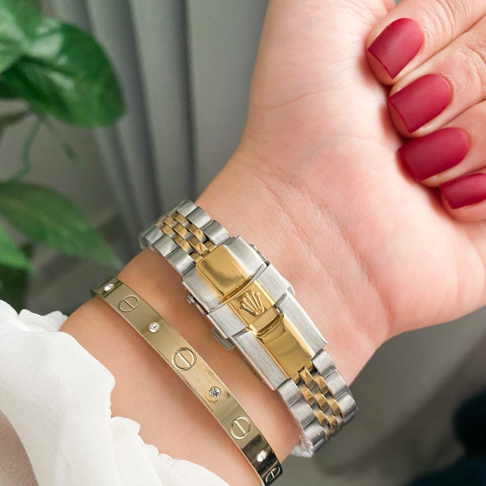 Rolex Lady-Datejust Gold, Sliver with Black dial