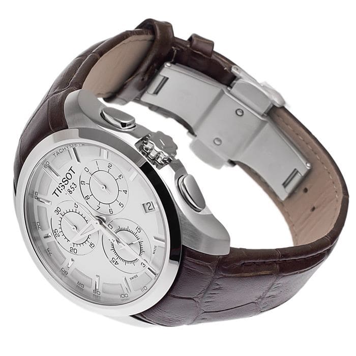 Tissot Analog White Dial Brown Leather Strap
