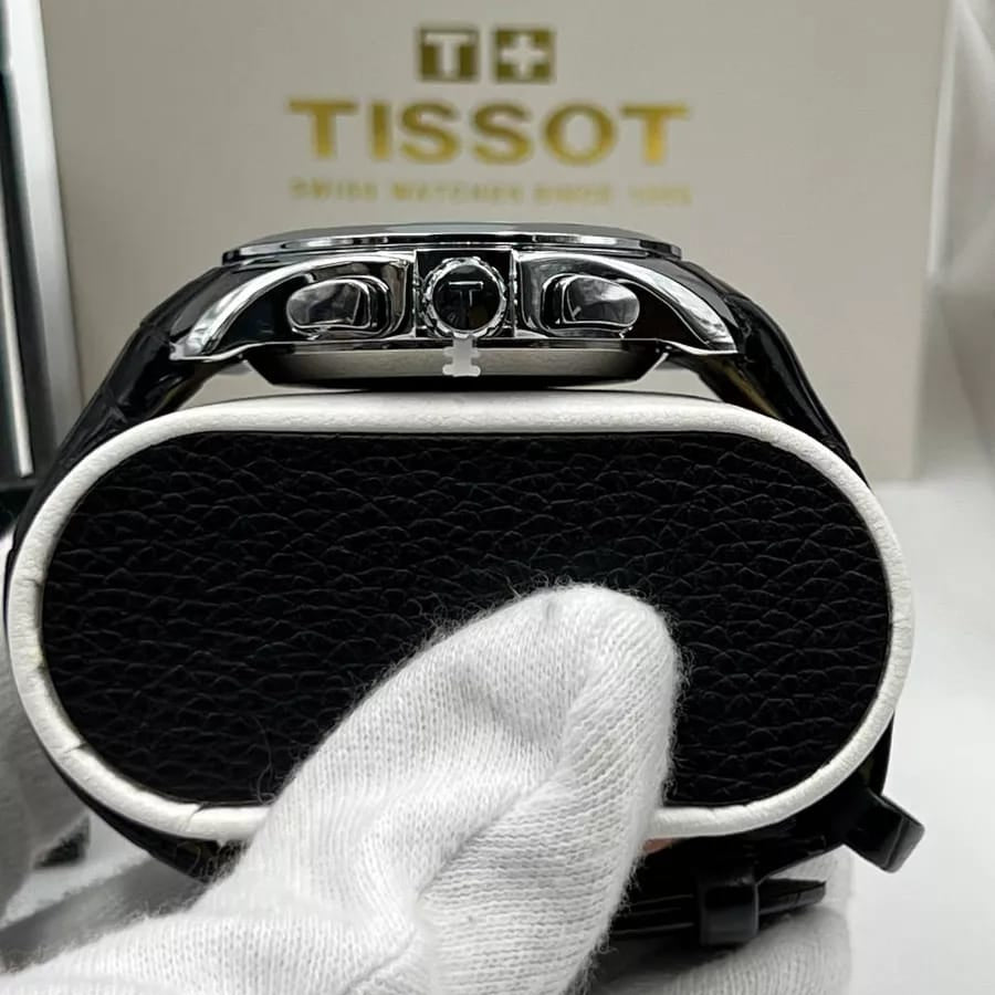 Tissot Analog Black Dial Black Leather Strap