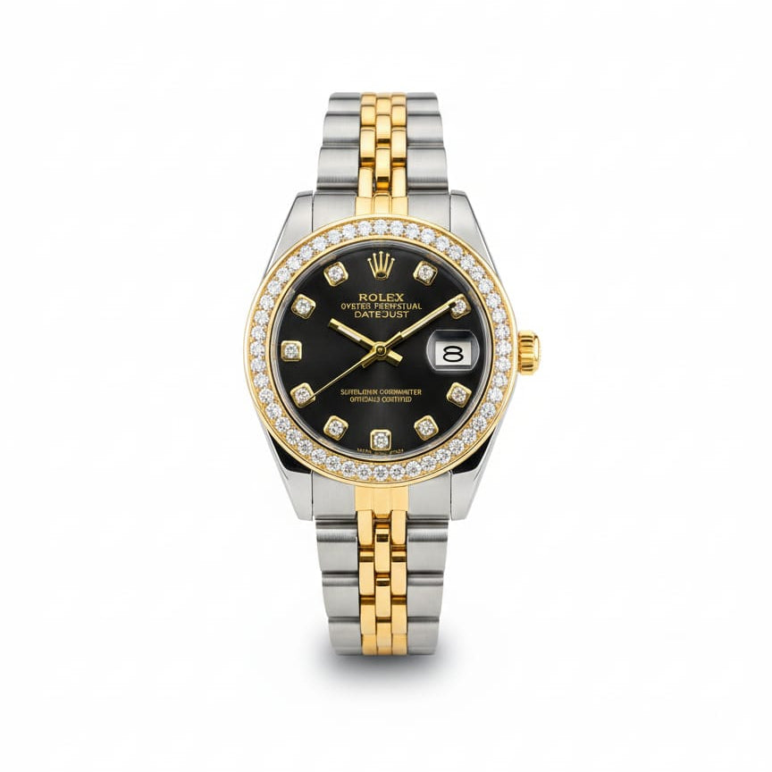 Rolex Lady-Datejust Gold, Sliver with Black dial
