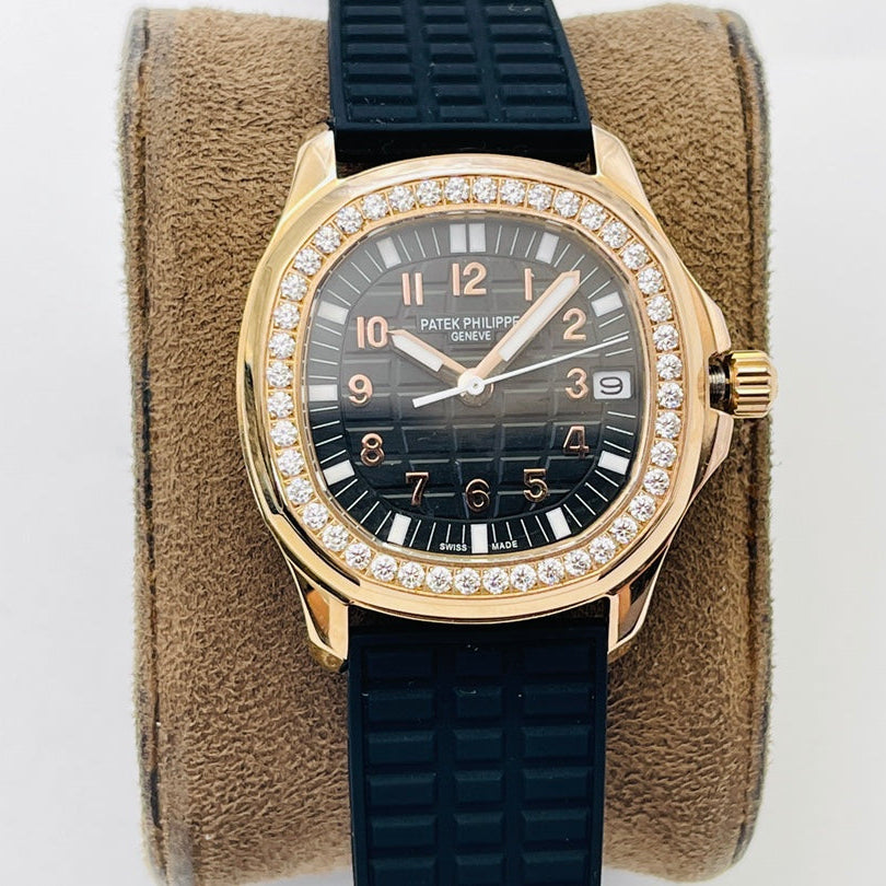Patek Philippe Aquanaut Luce Rose Gold, Black strap with Black dial