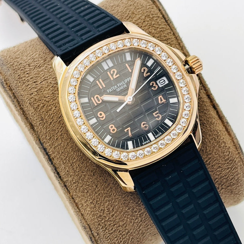 Patek Philippe Aquanaut Luce Rose Gold, Black strap with Black dial