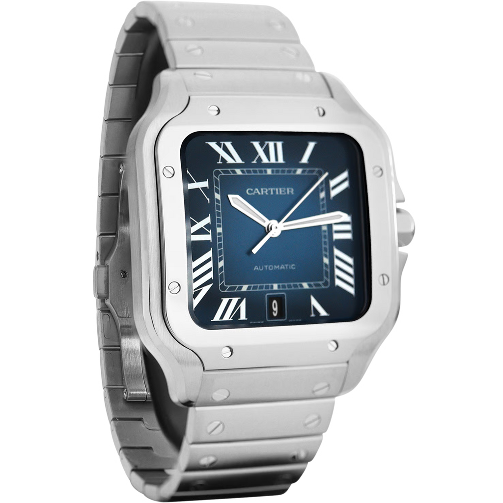 Santos de Cartier silver frame Blue dial
