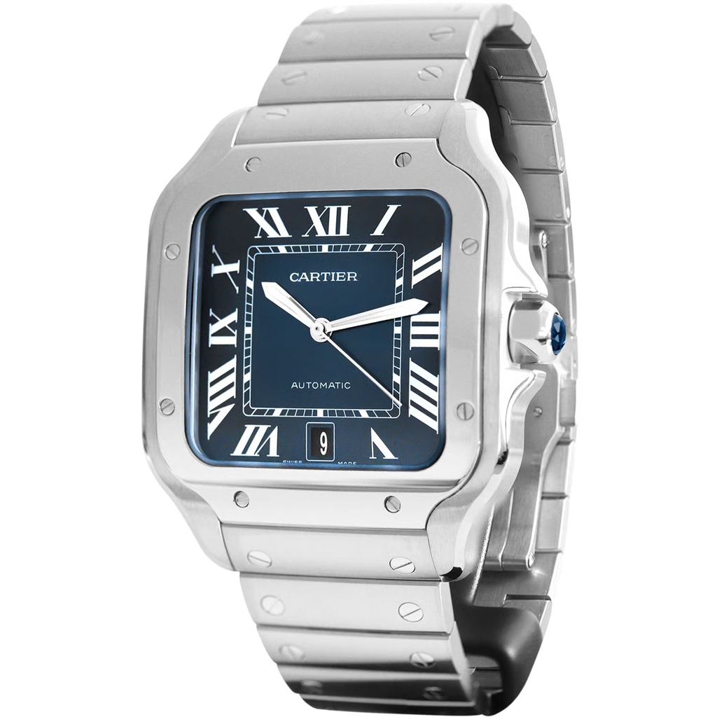 Santos de Cartier silver frame Blue dial