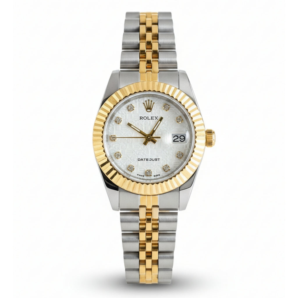 Rolex Lady-Datejust Gold, silver with white dial