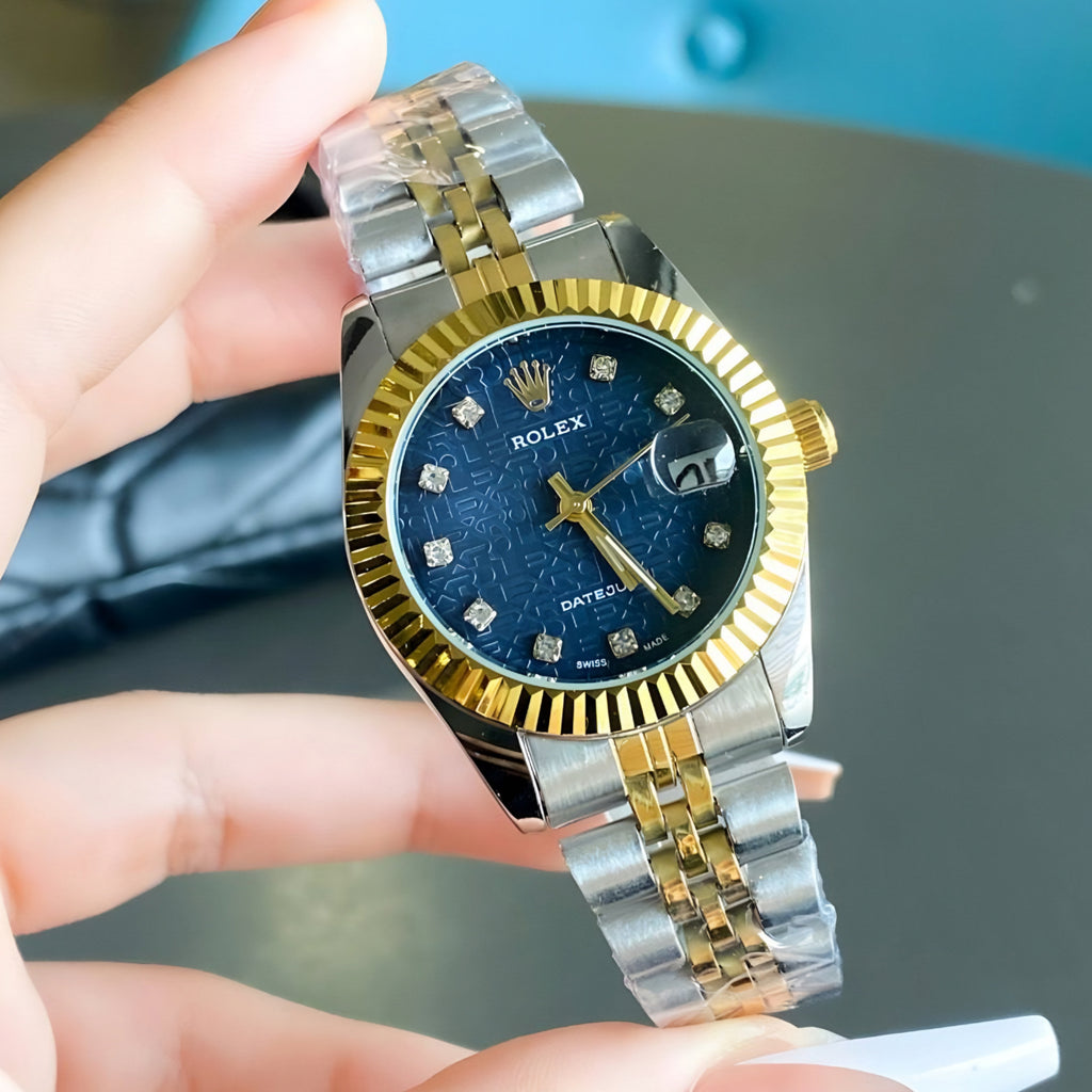 Rolex Lady-Datejust Gold, silver with Blue dial