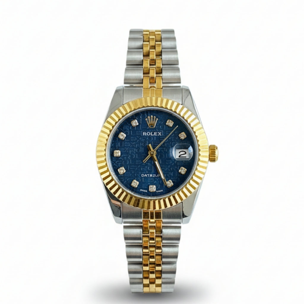 Rolex Lady-Datejust Gold, silver with Blue dial