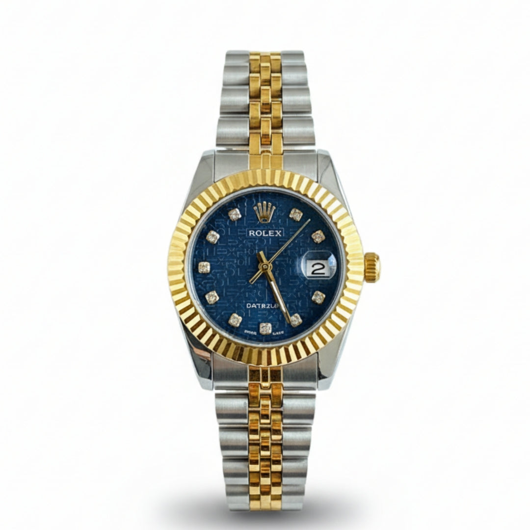 Rolex Lady-Datejust Gold, silver with Blue dial