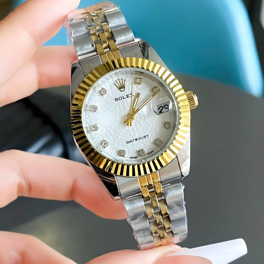 Rolex Lady-Datejust Gold, silver with white dial