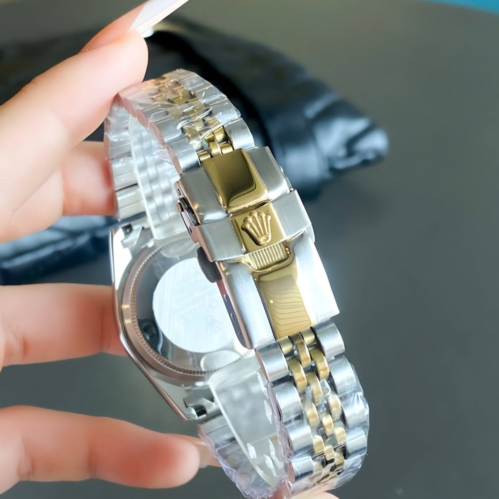 Rolex Lady-Datejust Gold, silver with Green dial