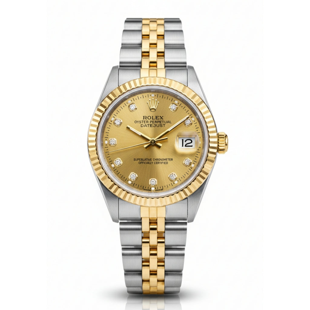 Rolex Lady-Datejust in Oyster Gold, Sliver with yellow gold dial