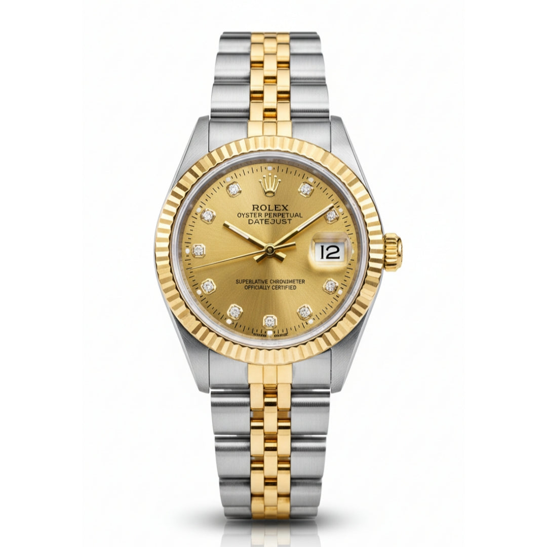 Rolex Lady-Datejust in Oyster Gold, Sliver with yellow gold dial